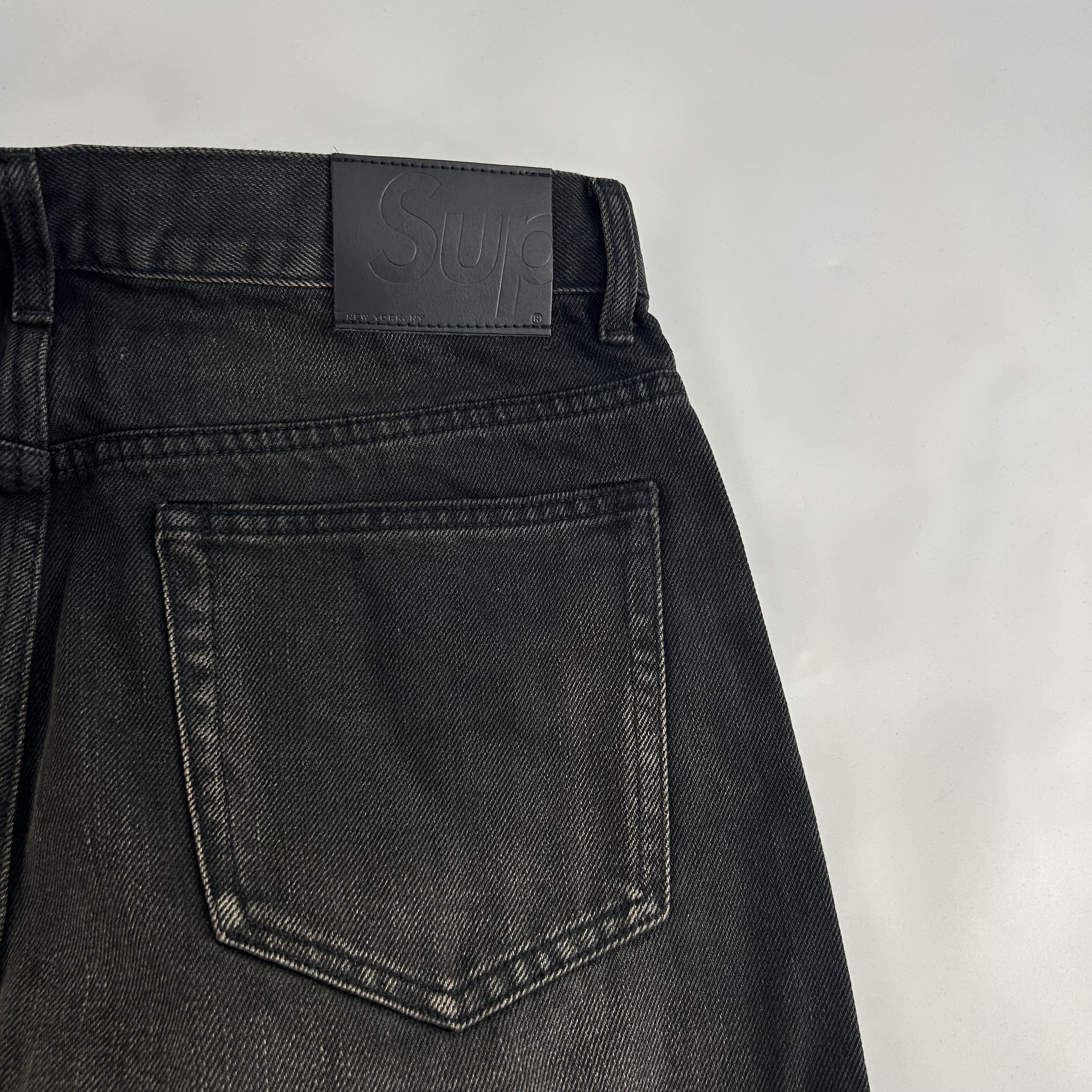 Supreme Baggy Jeans Distressed Loose Fit Selvedge