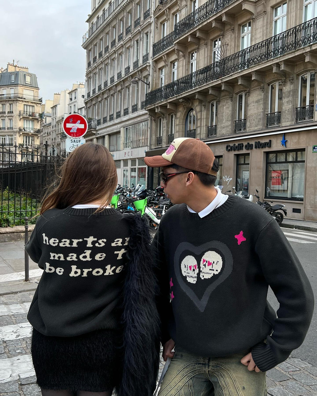 Broken P Skull Heart Sweater